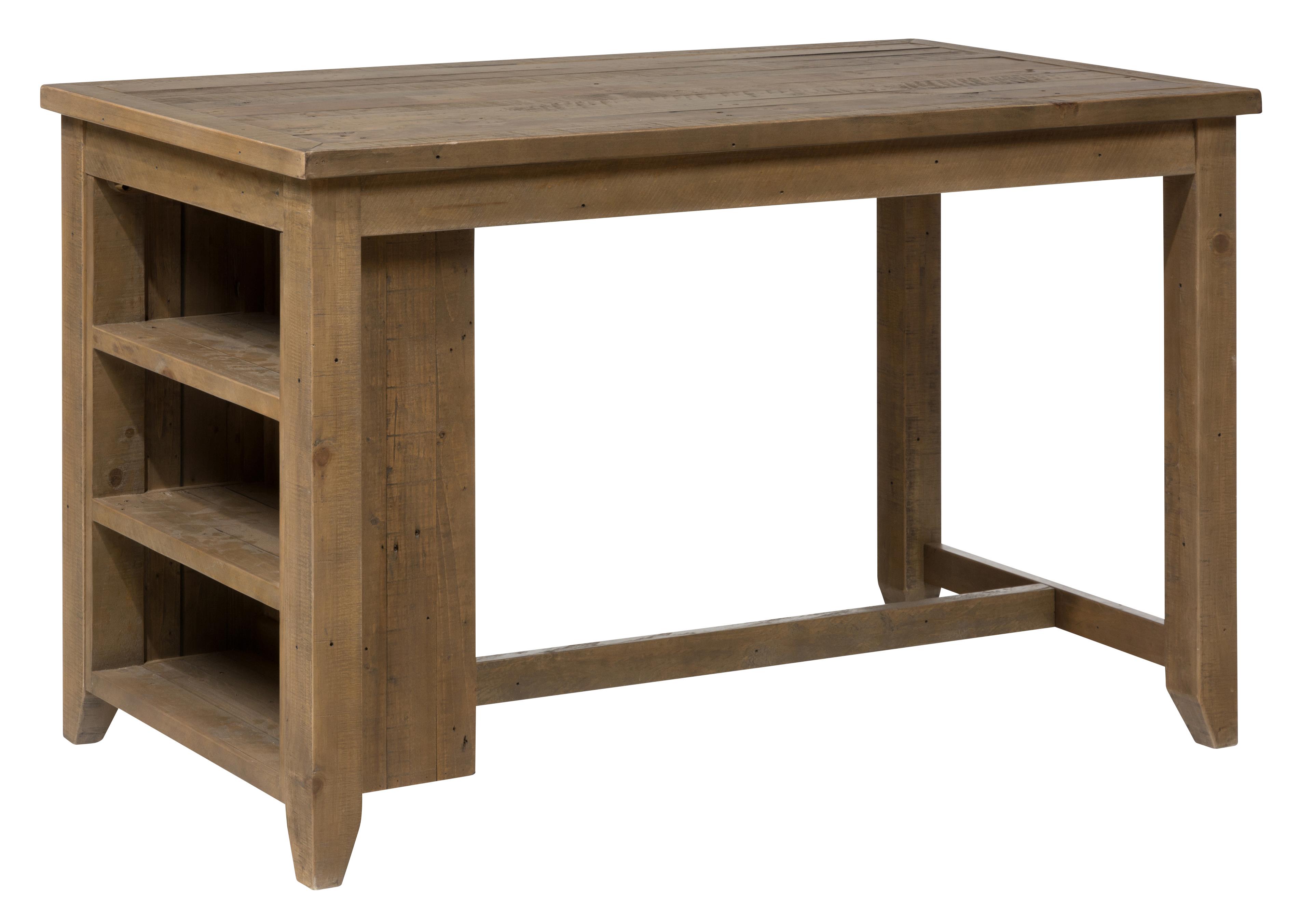 Jofran Slater Mill Pine Counter Height Table with 3 Shelf Storage